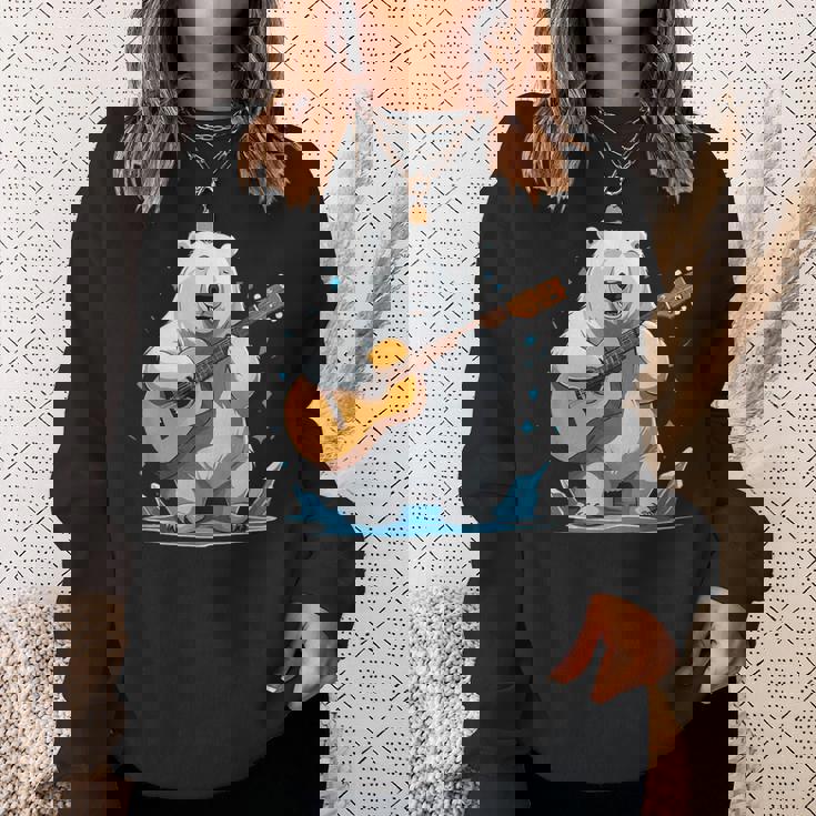 クマがアコースティックギターを弾くクマのギタリスト スウェットシャツ 彼女への贈り物