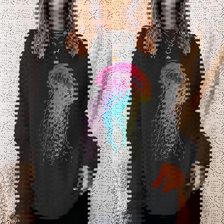 クラゲ カラフル ファンタジー 動物 アート グラフィック クラゲ スウェットシャツ 彼女への贈り物