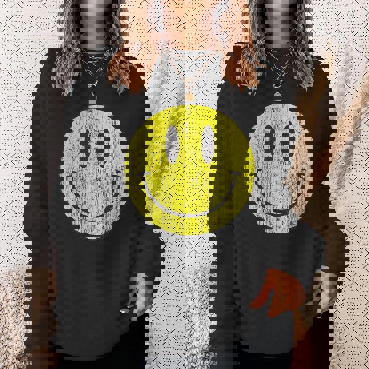 クラシック スマイリーシャツ アンティーク調 80年代風 アシッドハウス アイコン 顔文字 スウェットシャツ 彼女への贈り物