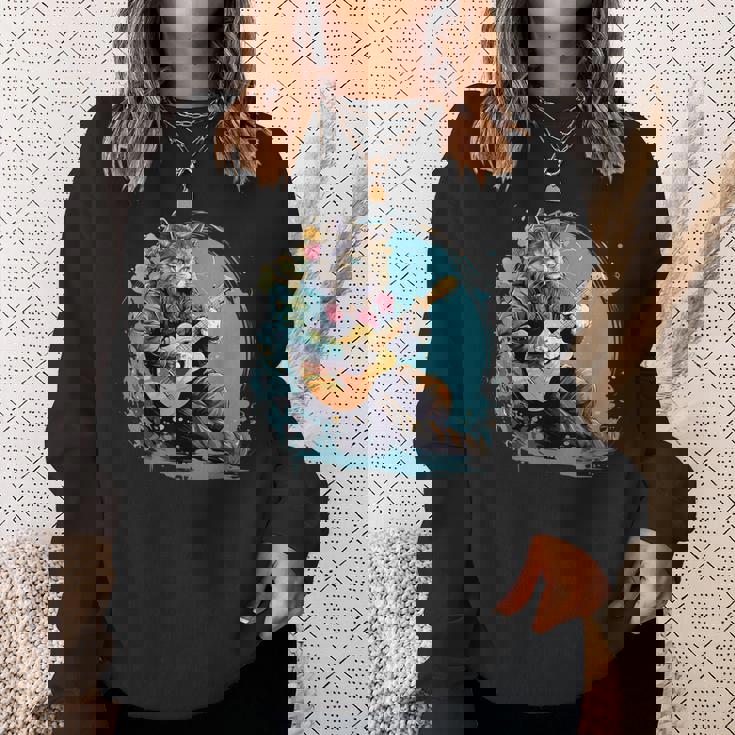 クラシックギターを弾く猫 猫 ギター 音楽 スウェットシャツ 彼女への贈り物