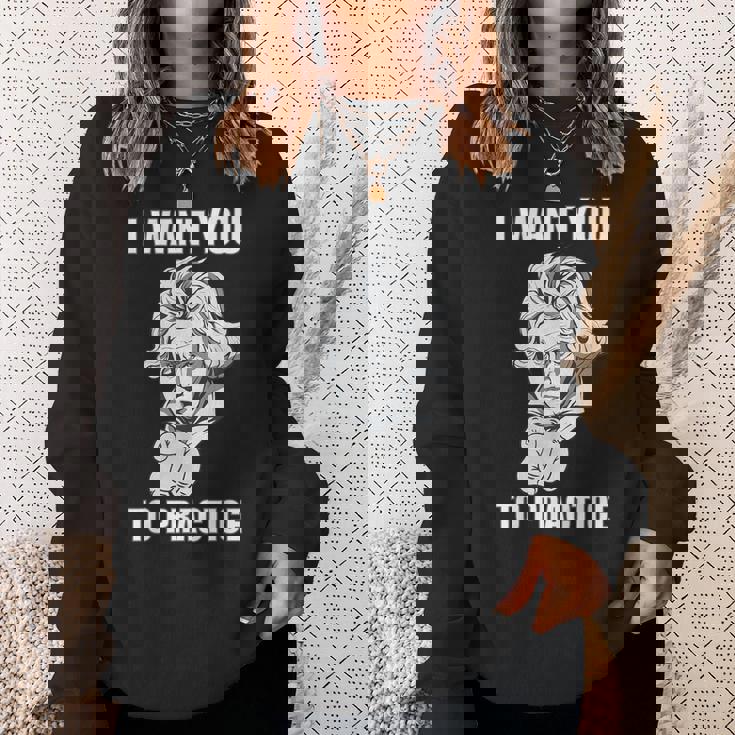 クラシック音楽 音楽家 ベートーヴェン ヴァイオリン ピアノ チェロ 練習 音楽好き おもしろ デザイン スウェットシャツ 彼女への贈り物