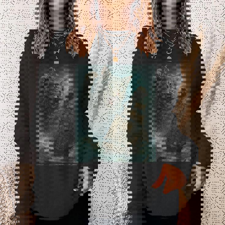 クラーケンの海の怪獣が海に潜る海賊船を襲う巨大猫 スウェットシャツ 彼女への贈り物