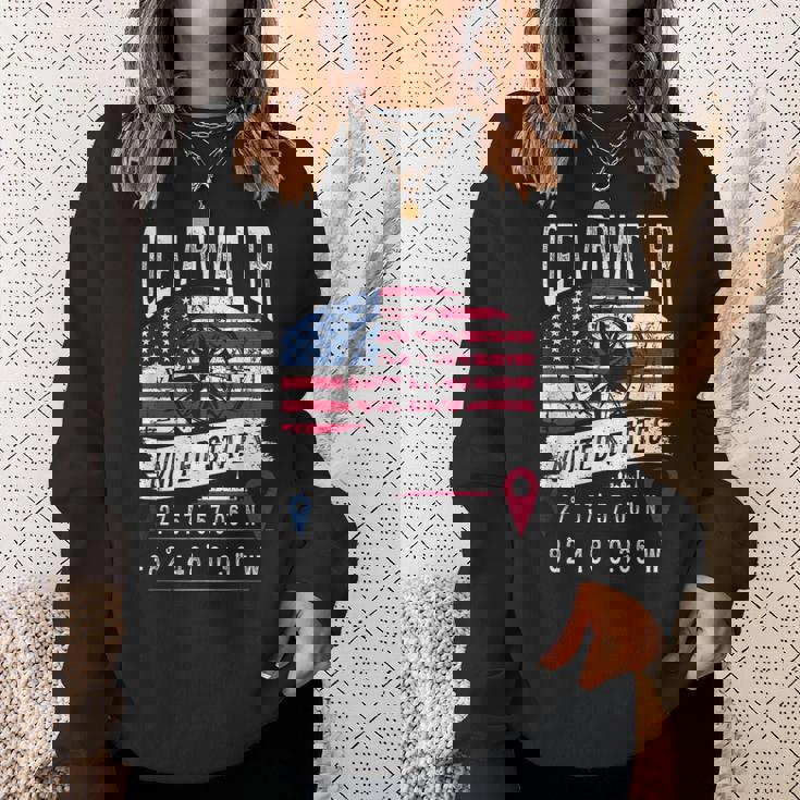 クリアウォーター アメリカ国旗 Gps座標 クリアウォーター スウェットシャツ 彼女への贈り物