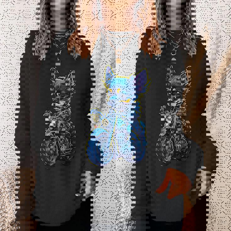 クリスマスにバイクを運転するかわいいチワワ。 スウェットシャツ 彼女への贈り物