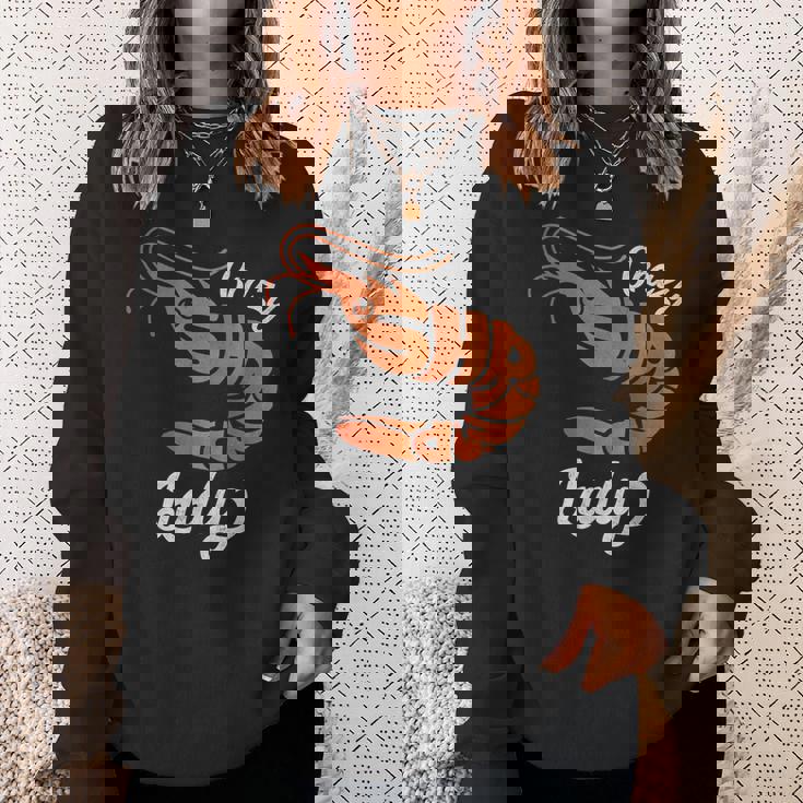 クレイジー エビ レディ シーフード ラバー ディープオーシャン アニマル エビ スウェットシャツ 彼女への贈り物