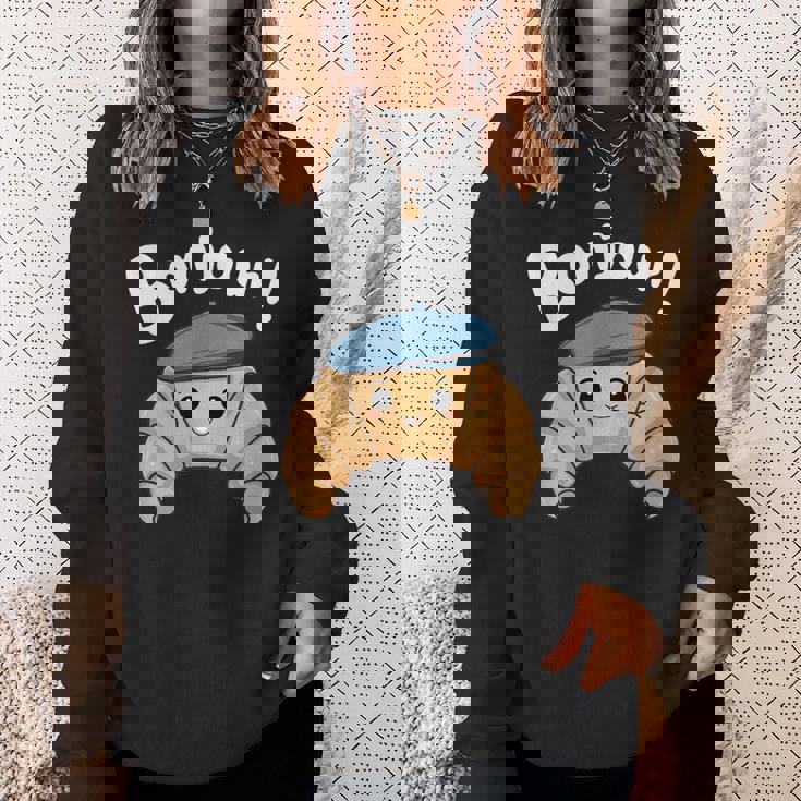 クロワッサン ボンジュール フレンチ 挨拶 フランス ベーキング 朝食 スウェットシャツ 彼女への贈り物