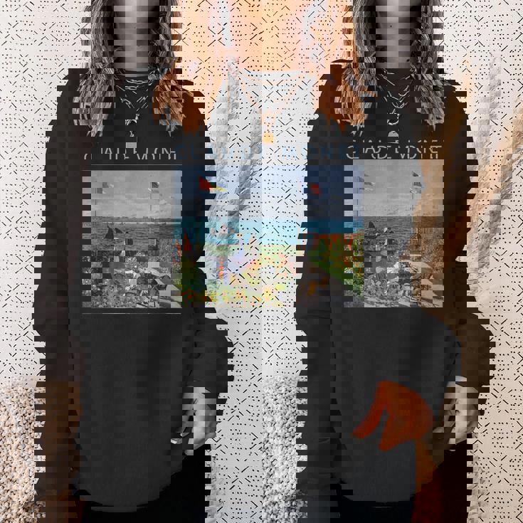 クロード モネ 面白いtシャツ アート サンタドレスの庭園 絵画 メンズ レディース 面白い 服 油彩画 スウェットシャツ 彼女への贈り物