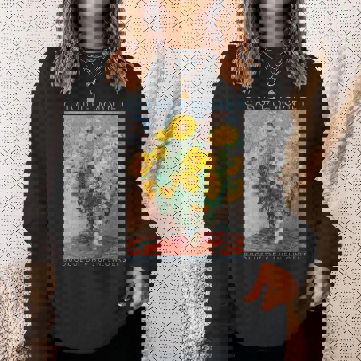 クロード モネ 面白いtシャツ 花 名作 アート ひまわりのブーケ 絵画 メンズ レディース 面白い 服 スウェットシャツ 彼女への贈り物