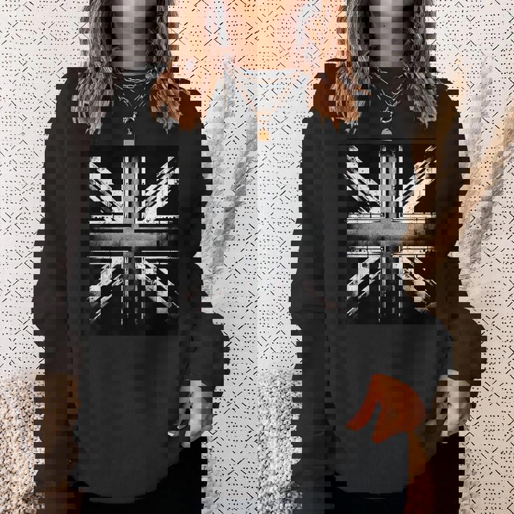 クールで素朴な風化ユニオンジャック モノクロ スウェットシャツ 彼女への贈り物