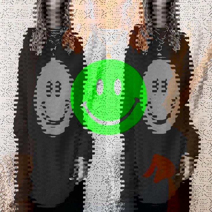 グリーン スマイリーフェイス レトロ グリーン ハッピーフェイス スウェットシャツ 彼女への贈り物