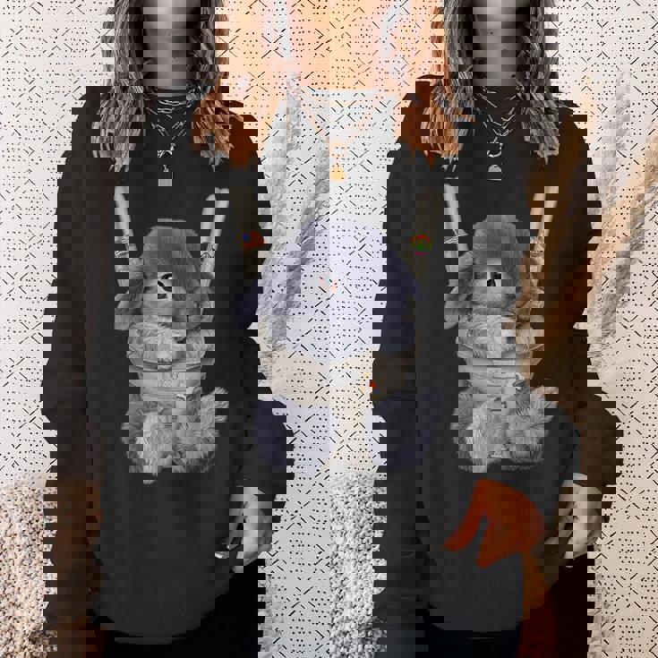 グレー 兎 うさぎ 抱っこ 抱っこ紐 スウェットシャツ 彼女への贈り物