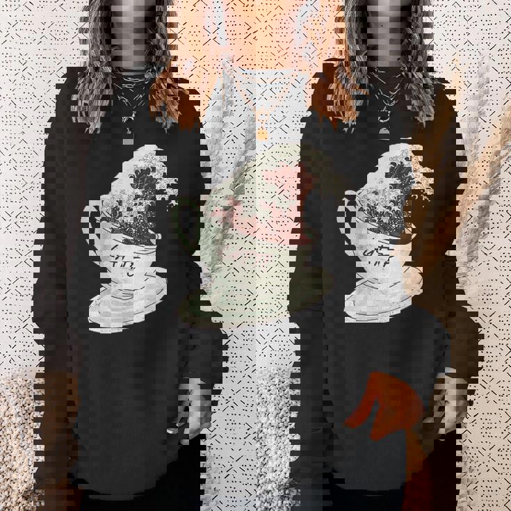 グレートウェーブ カフェラテ コーヒー カフェイン 神奈川 北斎 スウェットシャツ 彼女への贈り物