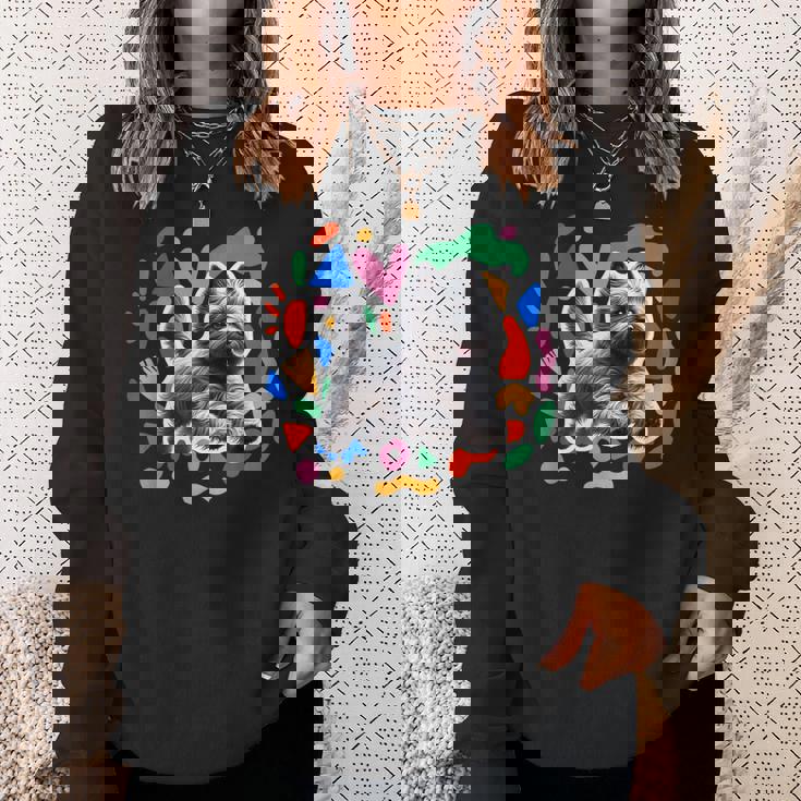 ケアンテリア カラフルなデザインの犬 スウェットシャツ 彼女への贈り物