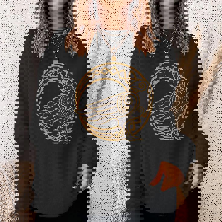 ケルトの月と部族のカラス ウィッカ オカルトシンボル スウェットシャツ 彼女への贈り物