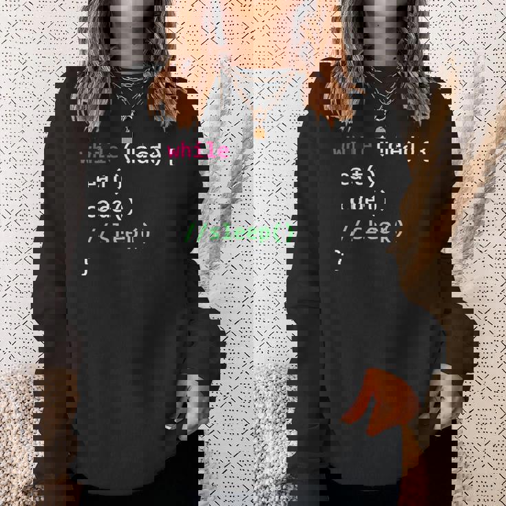 コンピュータサイエンスのpythonプログラマはコードの睡眠を食べます スウェットシャツ 彼女への贈り物