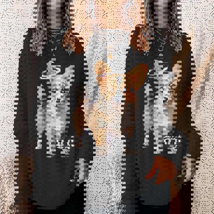 コーギー 天使 子犬 水彩 スウェットシャツ 彼女への贈り物