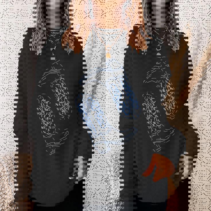 コースタル カウガール ブルー カウボーイブーツ コケット ウエスタン スウェットシャツ 彼女への贈り物