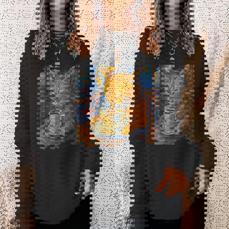 ゴッホ 猫 絵画 面白い 芸術的 猫 コーヒー愛好家 スウェットシャツ 彼女への贈り物
