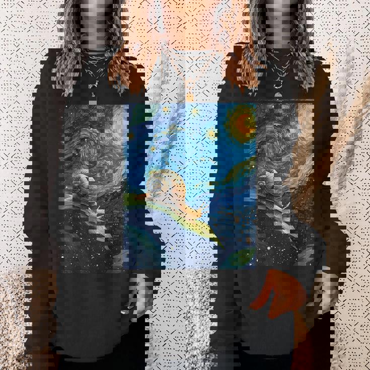 ゴッホの星空の夜のカタツムリスローモーバー動物愛好家 スウェットシャツ 彼女への贈り物