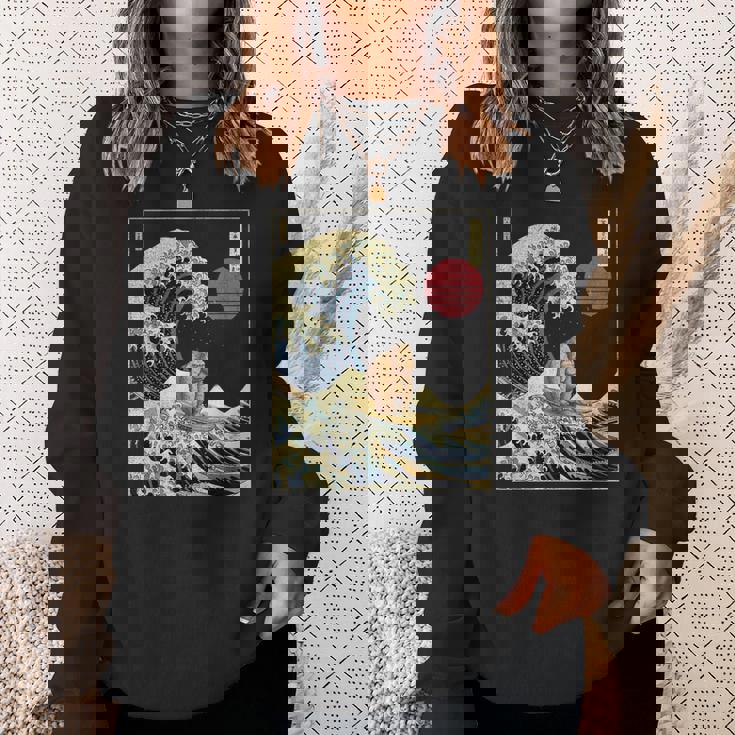 ゴリラ 神奈川波 おもしろサーフアニマル スウェットシャツ 彼女への贈り物