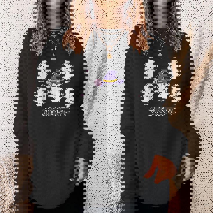 ゴースト！『おばけ 5ファイブ』【ゆるフレンズ】ハロウィンの まほうつかい お化け かわいいキャラクター イラスト スウェットシャツ 彼女への贈り物