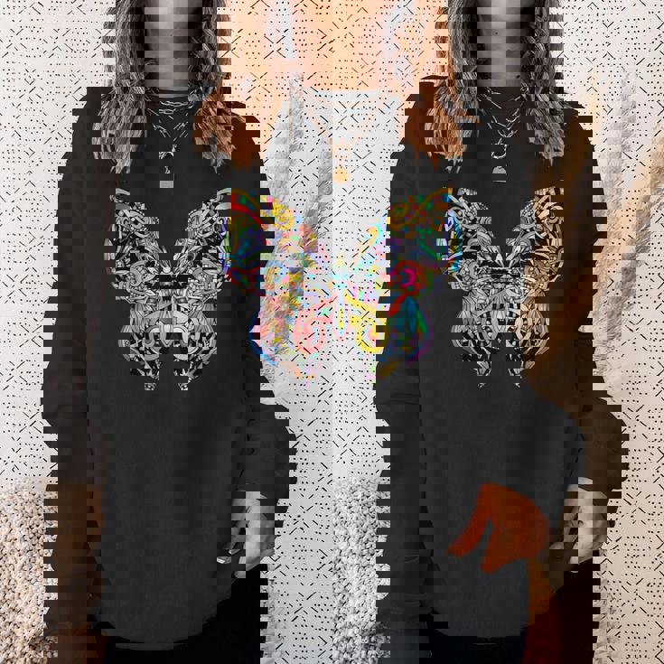 サイケデリック 蝶 神聖な曼荼羅デザイン チャクラ ラブアート スウェットシャツ 彼女への贈り物