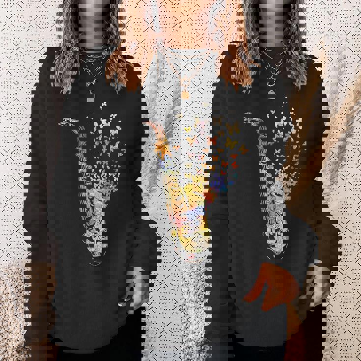 サクソフォニスト コロラド 蝶 音符 ジャズサックス スウェットシャツ 彼女への贈り物