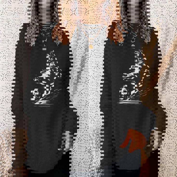 サッカーボール グラフィック 猫 スポーツ コスチューム ギフト スウェットシャツ 彼女への贈り物