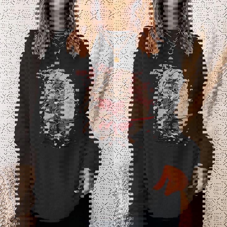 サムライキャット 日本戦士 サクラツリー 日本忍者 猫 スウェットシャツ 彼女への贈り物