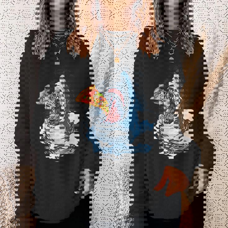 サメが食べるピザ サメグッズ ジョーズ スウェットシャツ 彼女への贈り物