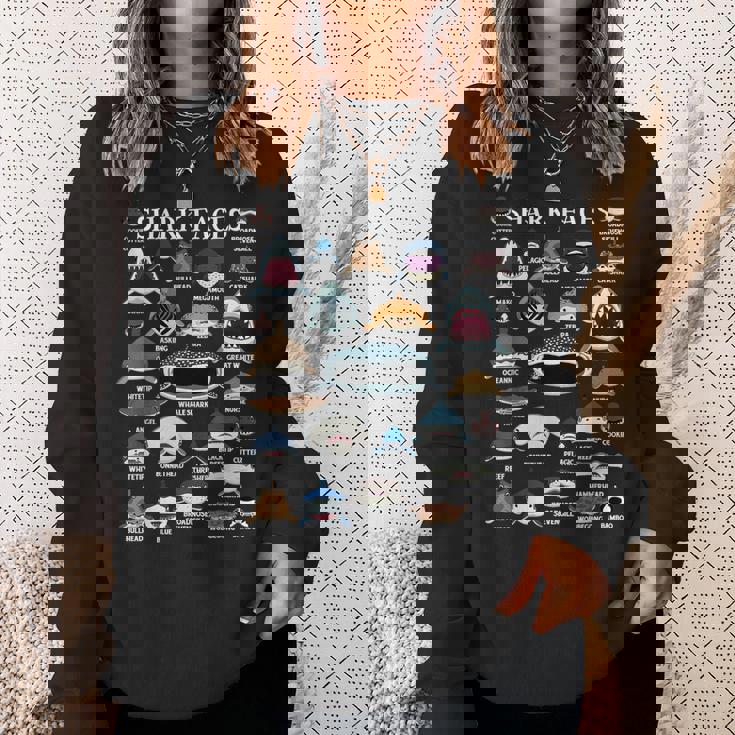 サメの種類 面白いサメの顔 サメの恋人 キッズ 先生 スウェットシャツ 彼女への贈り物