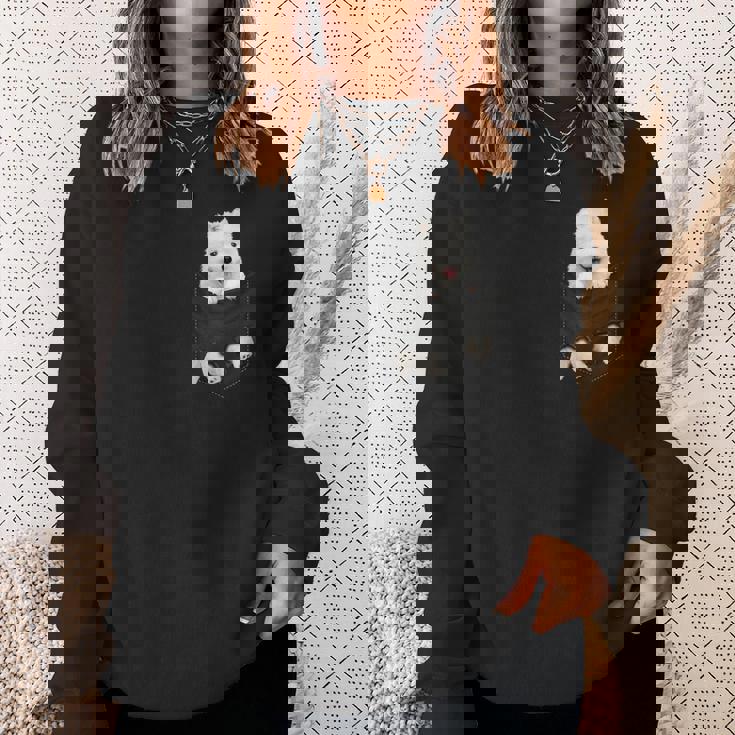 サモエド愛好家のための面白いサモエドをポケットに入れました スウェットシャツ 彼女への贈り物