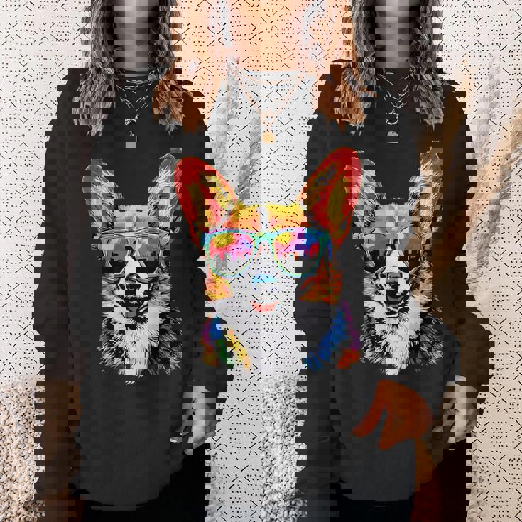 サングラスとコーギー ウェルシュ・コーギー犬 甘いウェルシュ・コーギー スウェットシャツ 彼女への贈り物