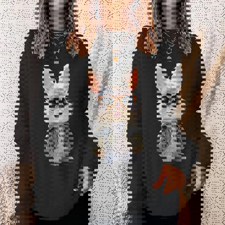 サングラスをかけたうさぎ 茶色のうさぎ かわいいうさぎ スウェットシャツ 彼女への贈り物