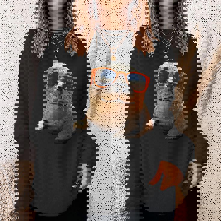 サングラスをかけたアザラシ かわいいアザラシ スウェットシャツ 彼女への贈り物