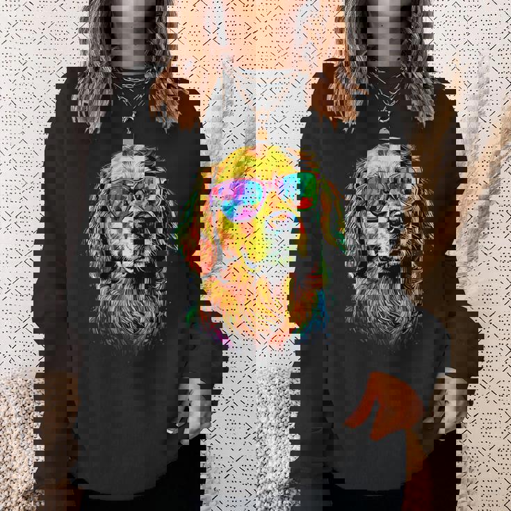 サングラスをかけたゴールデン・レトリーバー 犬が大好き スウェットシャツ 彼女への贈り物