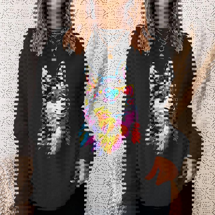 サングラスをかけたハスキー犬 私はシベリアンハスキーが大好きです。 スウェットシャツ 彼女への贈り物