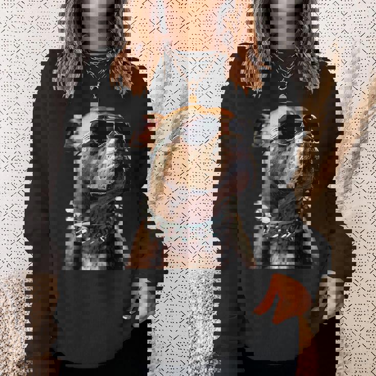 サングラスをかけたピットブル アメリカン・ピット・ブル・テリア スウェットシャツ 彼女への贈り物