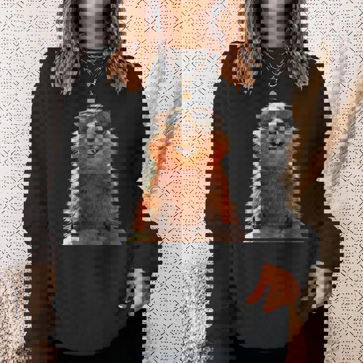 サングラスをかけたマーモット 齧歯類 地リス マーモット スウェットシャツ 彼女への贈り物