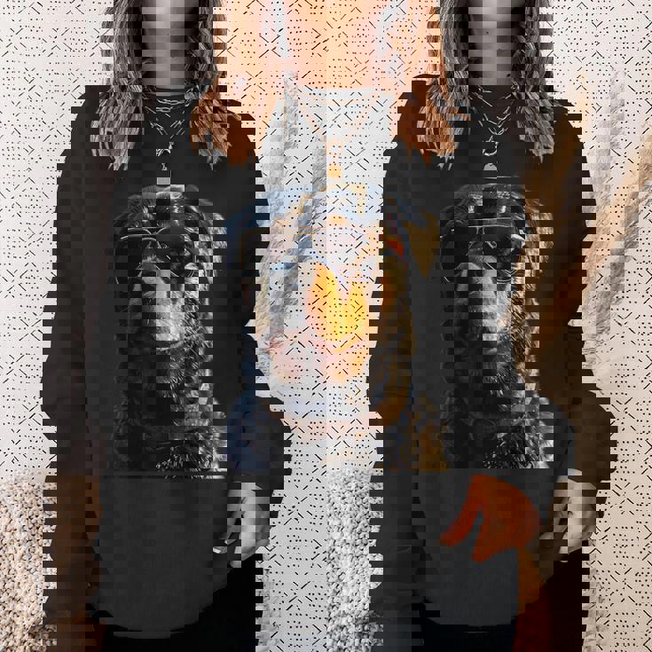 サングラスをかけたロットワイラー 愛犬自慢のロットワイラー スウェットシャツ 彼女への贈り物