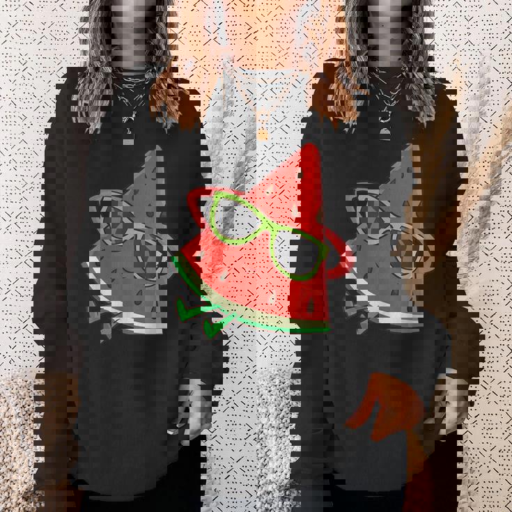 サングラス面白いスイカとスイカの夏のメロン スウェットシャツ 彼女への贈り物