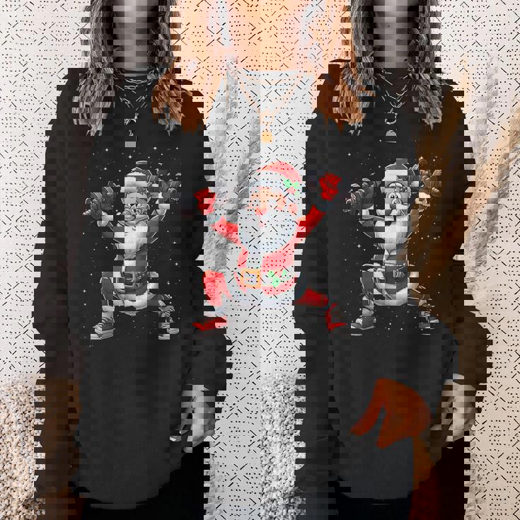 サンタ ウエイトリフティング ジム トレーニング クリスマス フィットネス スウェットシャツ 彼女への贈り物