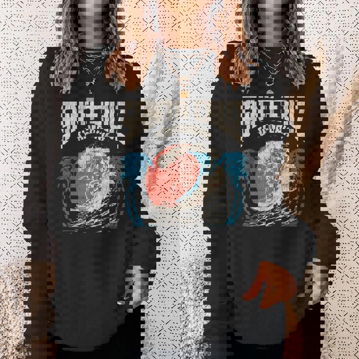 サンタクルーズ カリフォルニア サーフィン スケルトンデザイン サーファー向け スウェットシャツ 彼女への贈り物