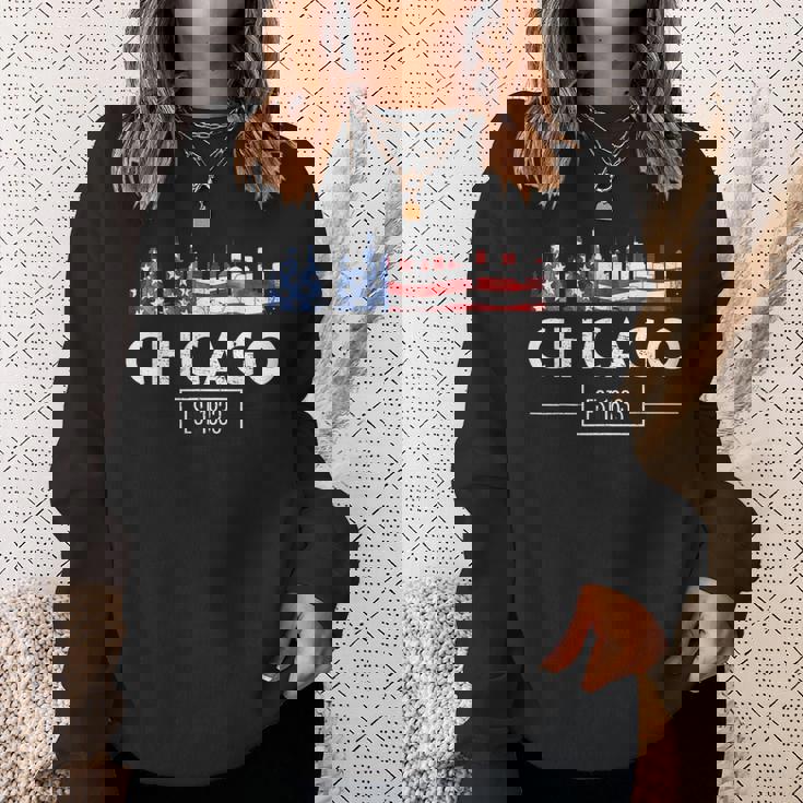 シカゴ 7月4日 アメリカ国旗 愛国的お土産 スウェットシャツ 彼女への贈り物