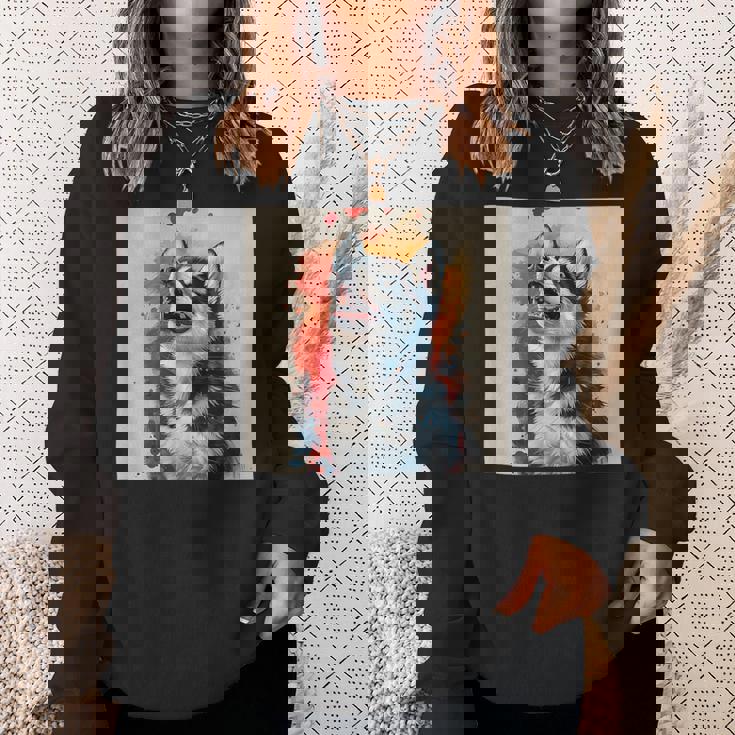 シベリアンハスキー子犬の笑いグラフィック。 スウェットシャツ 彼女への贈り物