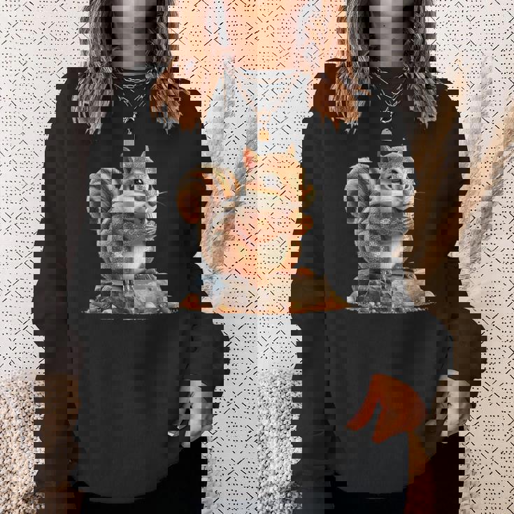 シマリス 森林 動物 木 リス 水彩 スウェットシャツ 彼女への贈り物