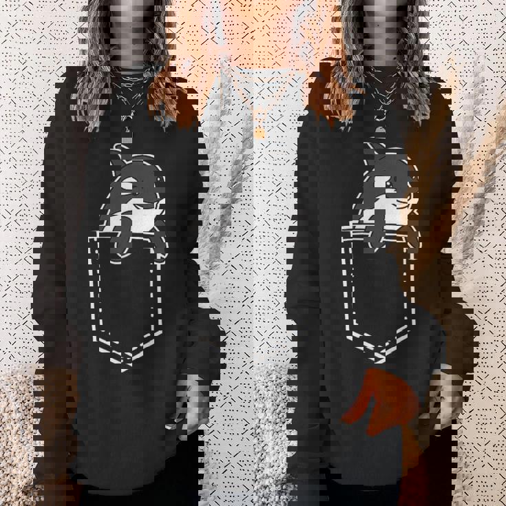 シャチポケット おもしろシャチ シャチ 海の動物 スウェットシャツ 彼女への贈り物