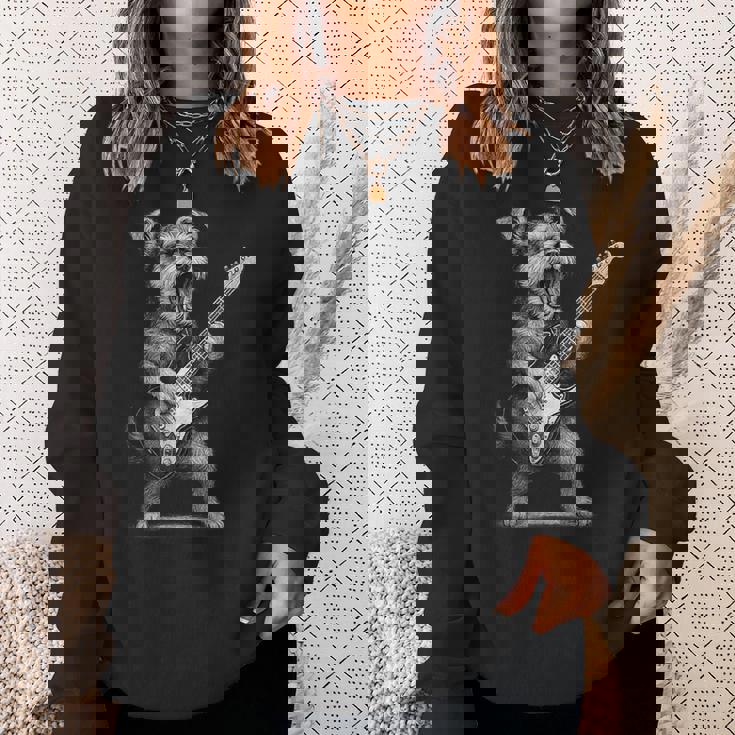 シュナウザー ギターを弾く ロックミュージック 犬好き スウェットシャツ 彼女への贈り物