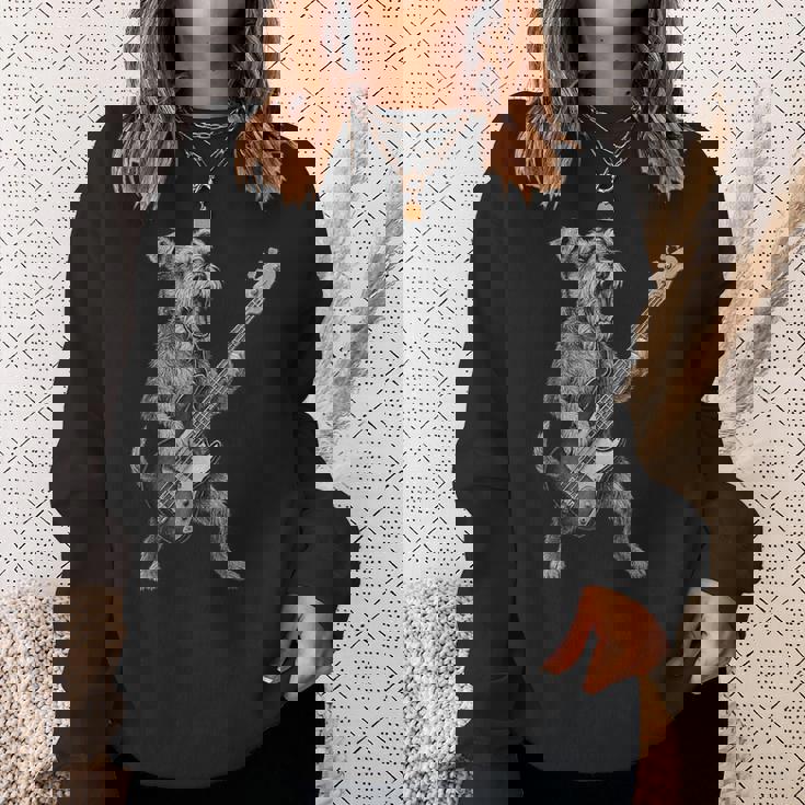 シュナウザー 演奏 ベース ギター ロックミュージック 犬好き スウェットシャツ 彼女への贈り物