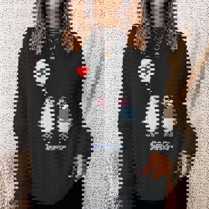 シロブンチョウ & サクラブンチョウ さん『ハート』フキダシ 白文鳥 桜文鳥【どうぶつフレンズ】動物 イラスト スウェットシャツ 彼女への贈り物